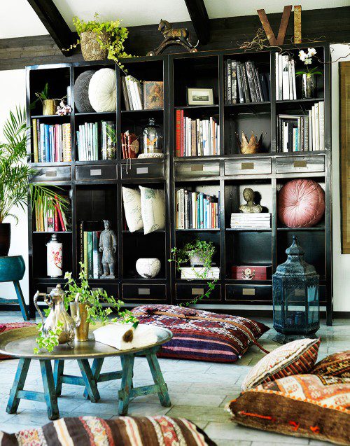 G-186 Hylla, svart med lådor