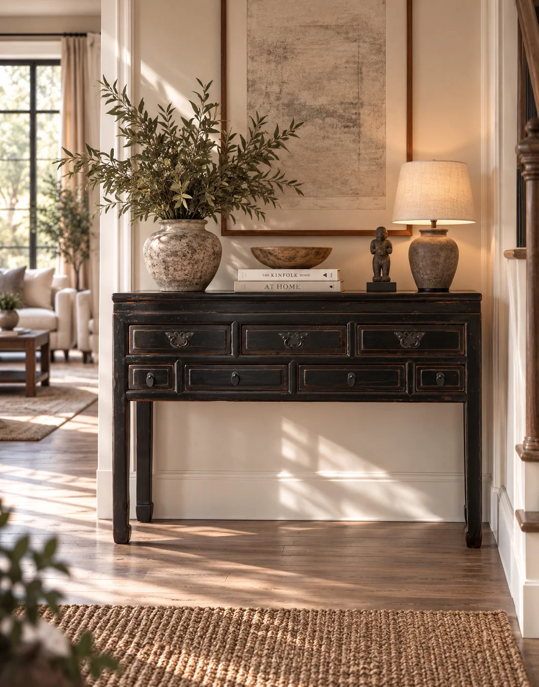 BH-048 semiantikt sideboard/skrivbord svart